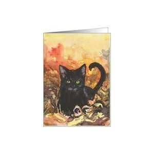  Happy Halloween, Black Cat Painting Card Health 