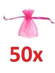 50x Hot Pink Mini Party Favor Wedding Gift Bags Pouch  