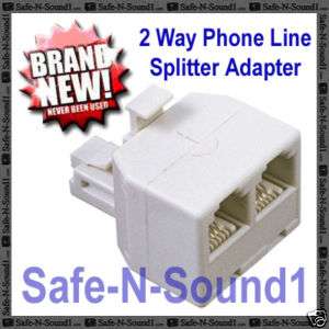 Modular Phone 2 Way Splitter Adapter 4 conductor RJ11  