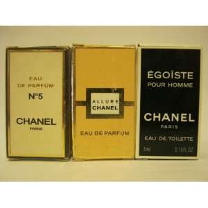 Fragrance Miniature Set of 3 Parfums   Chanel No 5 .13 Oz.   Allure By 
