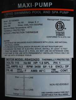 Above Ground Pool Pump Motor 1 HP VERTICAL NEW  