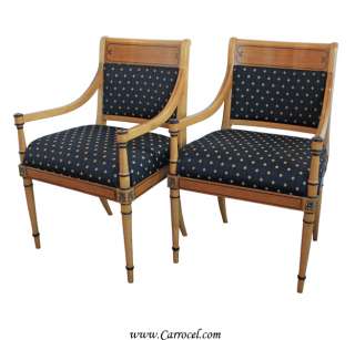 Pair of Regency Living Room Parlor Accent Arm Chairs  