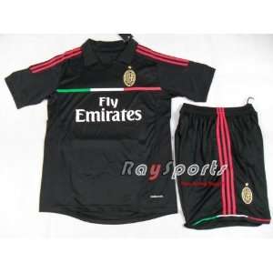 black ac milan 11  12 away shirt shorts soccer football jersey jerseys 