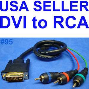 DVI to 3 RCA RGB COMPONENT ADAPTER CABLE VCR DVD HD TV  