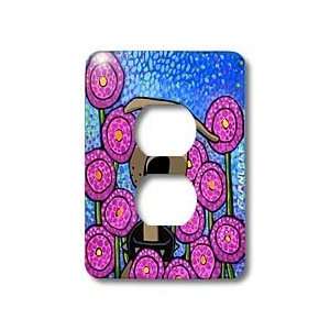   Acrylic Painting, Orange, Blue   Light Switch Covers   2 plug outlet
