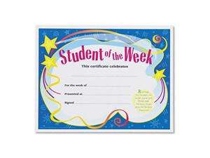    TREND Student of the Week Certificates, 8 1/2 x 11, White 