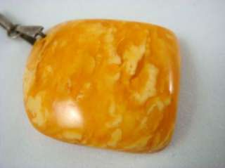 Antique Russian 875 Silver 2RK Natural Amber Pendant  