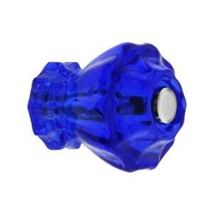 Medium Fluted Cobalt Blue Glass Cabinet Knob With Nickel 