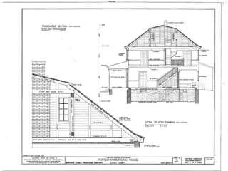   Colonial house plans, detailed blueprints, American antique home style