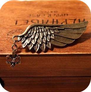 Unisex Retro Angel wings Pins Brooches DIY bronze golden color anchor 