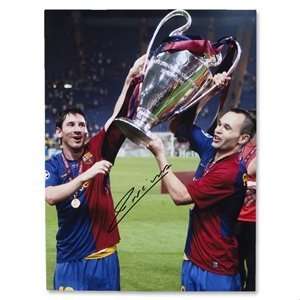  Icons Andres Iniesta Signed Barcelona Winning the 2009 CL 
