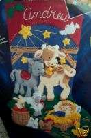   Bucilla Felt Applique Stocking Kit,AWAY IN A MANGER,Baby Jesus,Animals