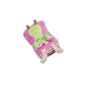   Chic Cuddly Knit Butterfly with Animal Front Plush Blanket, Pink Baby