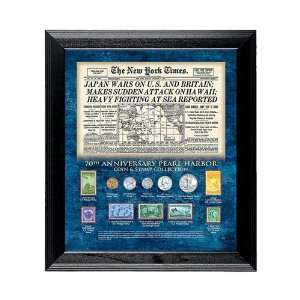   Times Pearl Harbor 70th Anniversary Coin and Stamp Collection Framed