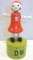 Vintage Wood Push Puppet DW Doepke? Doll Girl toy  