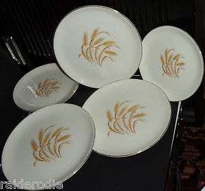 Golden Wheat 5 Plates ~  ~ 3 Salad, 2 appetizer ~ USED 