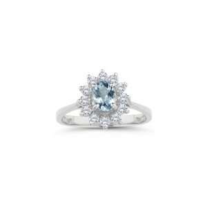   90 Cts Diamond & 6.75 Cts Aquamarine Ring in Platinum 8.0 Jewelry