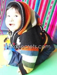 100 Arpillera Zipper Jacket hood, sizes 2 8, 100% HandMade PERU 