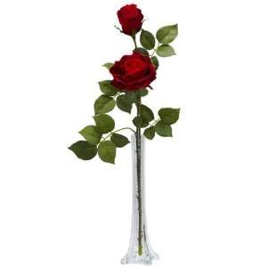    Roses w/Tall Bud Vase Silk Flower Arrangement