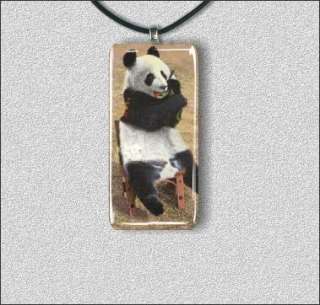 PANDA BEAR ASIAN WILD LIFE GLASS ART PENDANT  