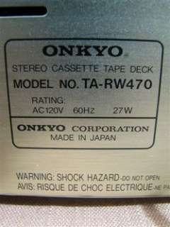 ONKYO TA RW470 DUAL AUTO REVERSE CASSETTE SUPER CLEAN  