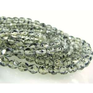 Czech Glass Fire Polish Faceted Round Bead, 4mm Light Olive Picasso 