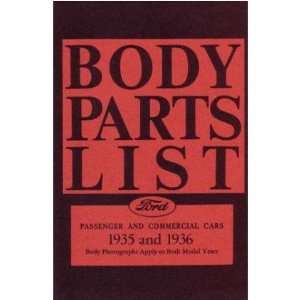    1935 1936 FORD Parts Book List Guide Catalog Manual Automotive