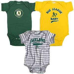 Oakland Athletics 3 Pack Boys Big League Baby Creeper Set by Soft as a 