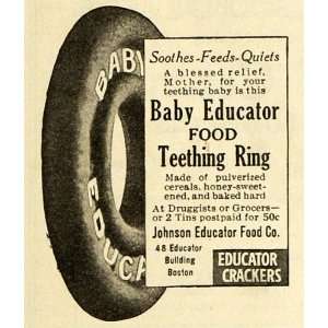 1918 Ad Baby Educator Food Teething Ring Baking Cracker Johnson Infant 