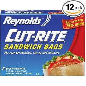  Cut Rite Wax Paper Sandwich Bags, 50 Count (Pack of 12 