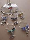 Western Themed Tibetan Silver Party Wine Glass Charms Set of 6 