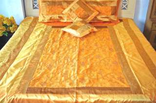 Designer Silk saree Bedspread Bedcover Bedsheet India  