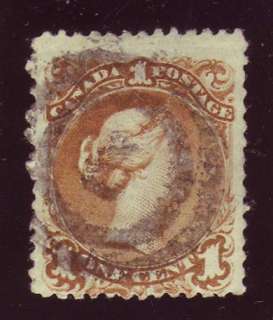 Canada 1868 Large Queen 1c brown red laid paper #31  
