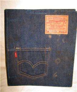   501XX Leather label BIG E Denim Binder w/ Pocket Red Tab 1970s  