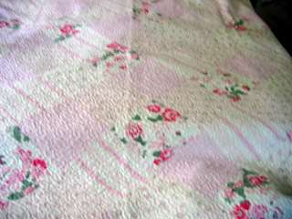 Shabby PINK ROSES/GINGHAM Oversized REVERSIBLE Chic Full/QUEEN Cotton 