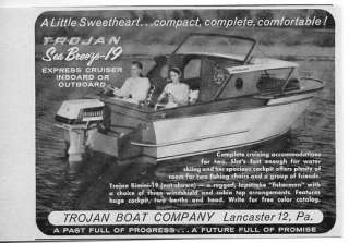 1959 Vintage Ad Trojan Sea Breeze 19 Express Cruisers Boats Lancaster 