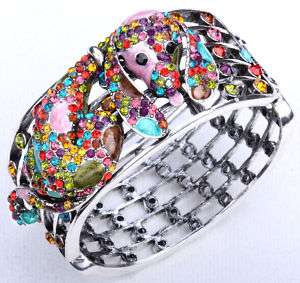 Multi color swarovski crystal dog cuff bracelet jewelry  