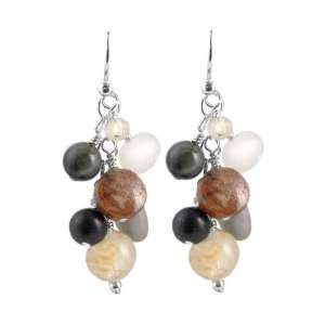    Barse Sterling Silver Natural Stone Cluster Earrings Jewelry