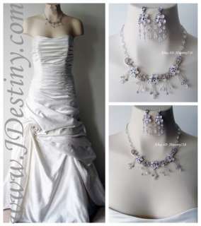 Wedding Bridal Crystal Necklace Earrings Set Prom A217  