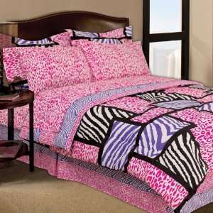  Black Pink Purple White Zebra Girls Teens Full 8 Piece Bed 