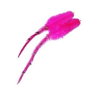   Hot Pink Feather Hair Extensions with Crystal Bling (2 Pack) Beauty