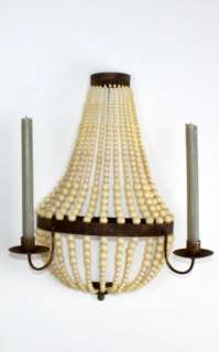 Old World Small Creme Cream Bead Two Candle Wall Sconce  