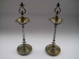 RARE MOST BEAUTIFUL PAIR EARLY 20TH CEN OIL CANDLESTICKS