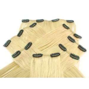    19 Clip In On 100% Human Hair Extension # 24 Light Blonde Beauty