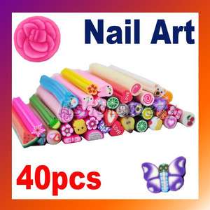 40pcs Nail Art Canes Sticks Rods Decoration Stickers  