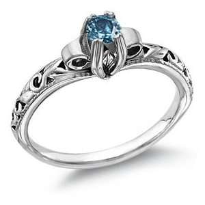  Blue Diamond 1/2 Carat Art Deco Ring Jewelry