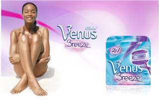 Gillette Venus Breeze 2 in 1 Cartridges Plus Shave Gel Bars for Women, 8 Cartridges