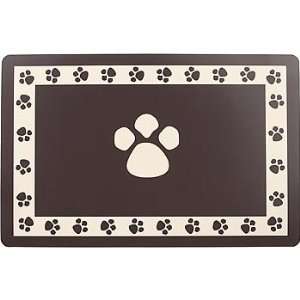  Genmert PVC Brown and Cream Paw Print Pet Placemat, 20 L 