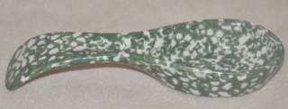   Roseville Pottery Green Cream Curved Handle Spoon Rest 8x3 Mint