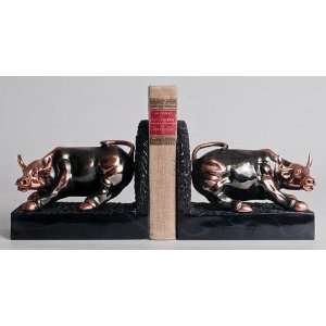   Bronze Color Wall Street Bull Bookends Figurine Statue